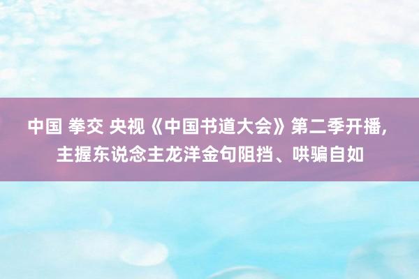 中国 拳交 央视《中国书道大会》第二季开播, 主握东说念主龙洋金句阻挡、哄骗自如