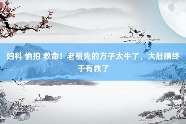 妇科 偷拍 救命!老祖先的方子太牛了,大肚腩终于有救了