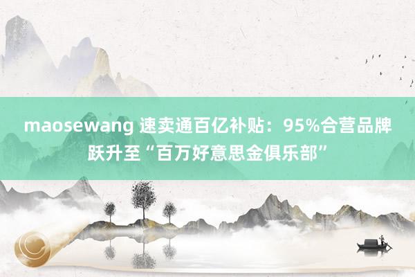 maosewang 速卖通百亿补贴：95%合营品牌跃升至“百万好意思金俱乐部”